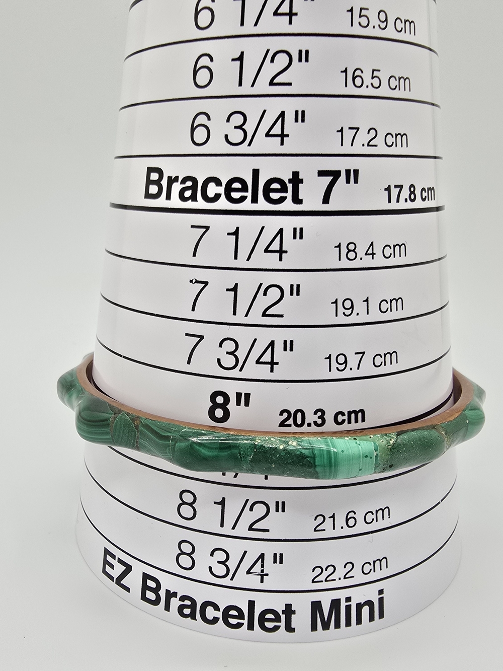 VTG Malachite Copper Bangle Bracelet Green Stone Inlay 8.25" 1970s - Picture 13 of 13
